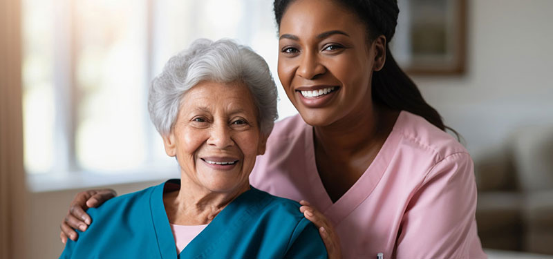 Elderly Woman and Caregiver